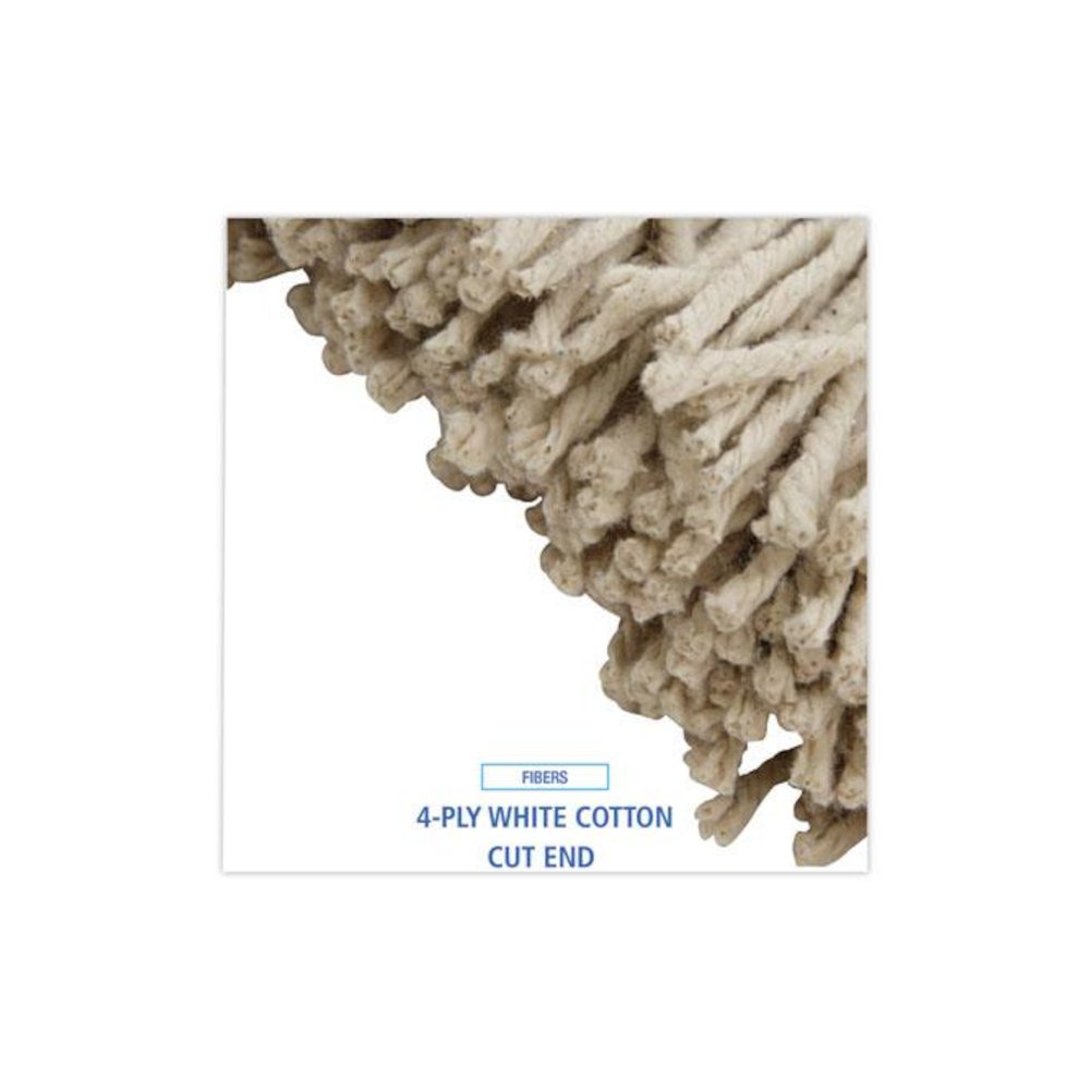 Mop Head, Premium Saddleback Head, Cotton Fiber, 24 oz, White, 12/Carton. Picture 4