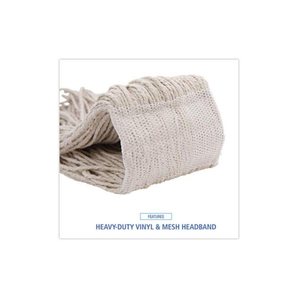Mop Head, Premium Saddleback Head, Cotton Fiber, 24 oz, White, 12/Carton. Picture 6