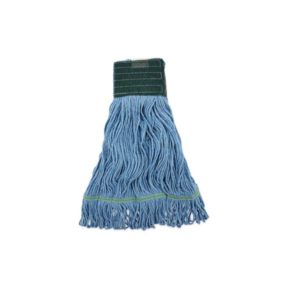 Mop Head, Premium Standard Head, Cotton/Synthetic Fiber, Medium, Blue, 12/Carton. Picture 1