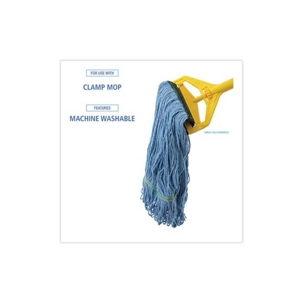 Mop Head, Premium Standard Head, Cotton/Synthetic Fiber, Medium, Blue, 12/Carton. Picture 3