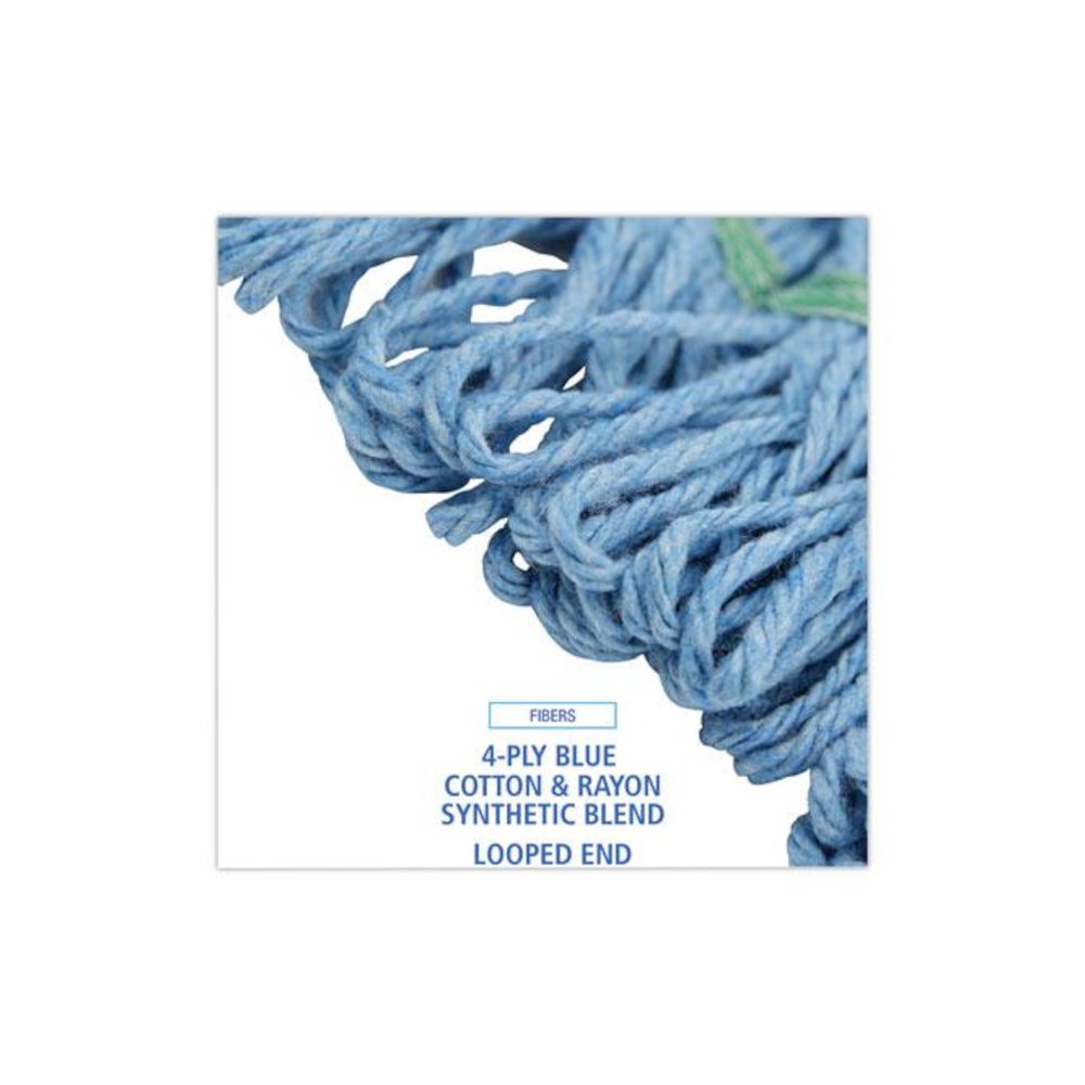 Mop Head, Premium Standard Head, Cotton/Synthetic Fiber, Medium, Blue, 12/Carton. Picture 4