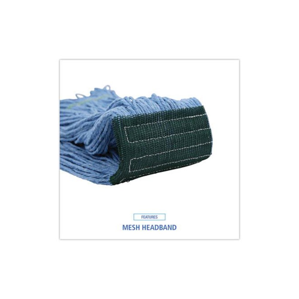 Mop Head, Premium Standard Head, Cotton/Synthetic Fiber, Medium, Blue, 12/Carton. Picture 6