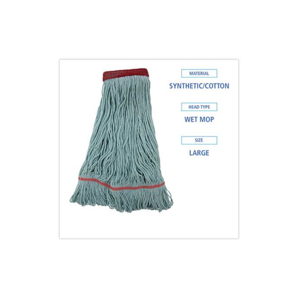 EchoMop with Looped-End Wet Head, Cotton/Rayon/Synthetic, Large, Blue, 12/Carton. Picture 2