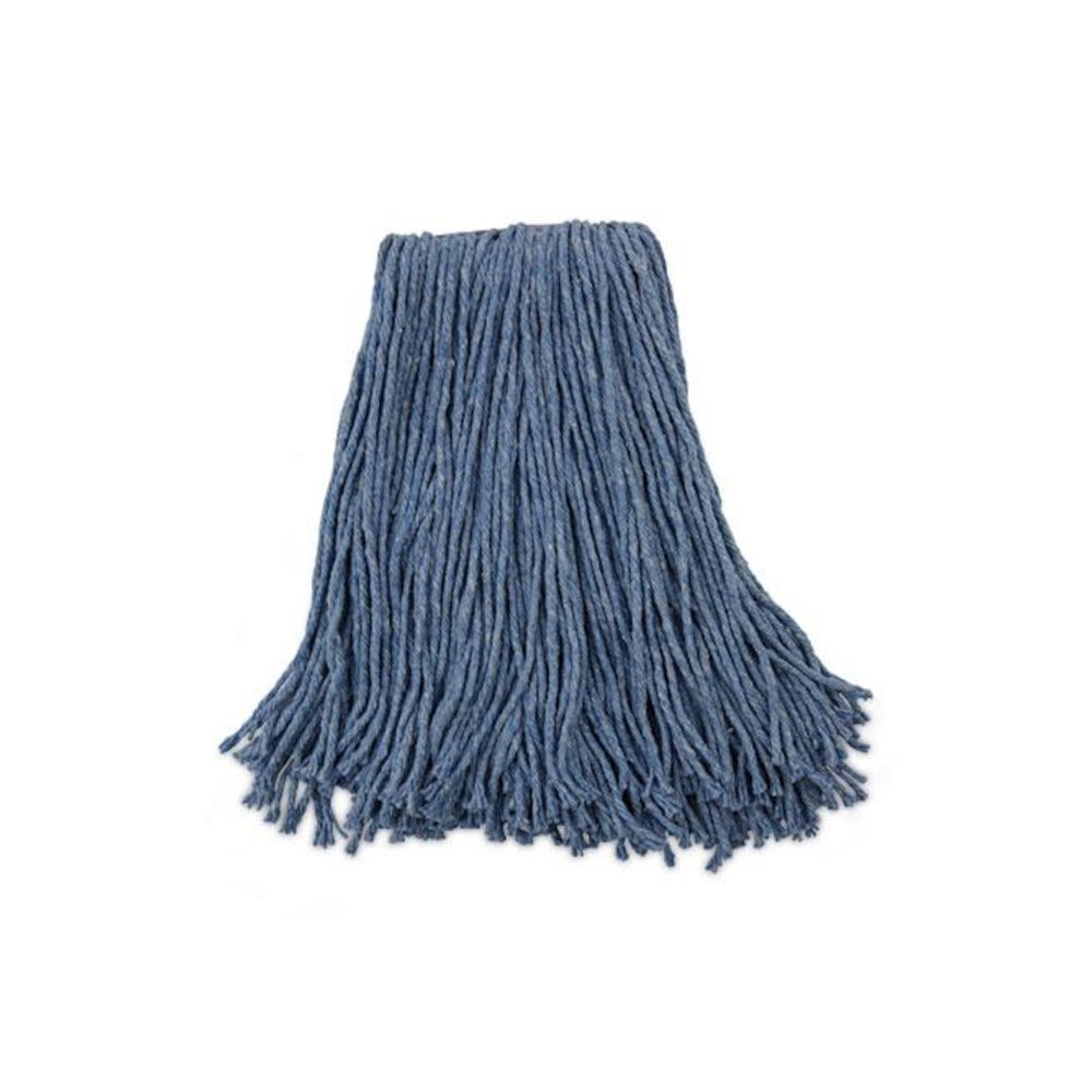 Mop Head, Standard Head, Cotton/Synthetic Fiber, Cut-End, #20, Blue, 12/Carton. Picture 1