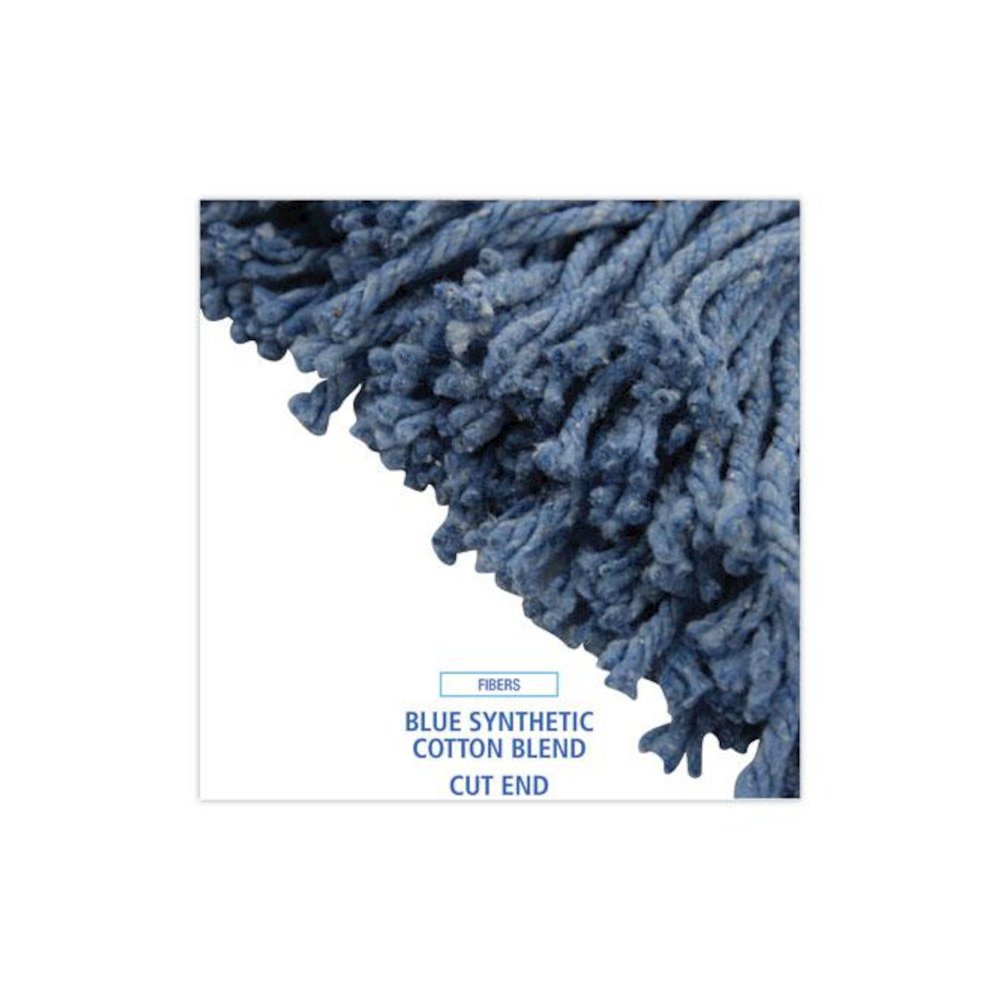 Mop Head, Standard Head, Cotton/Synthetic Fiber, Cut-End, #20, Blue, 12/Carton. Picture 4