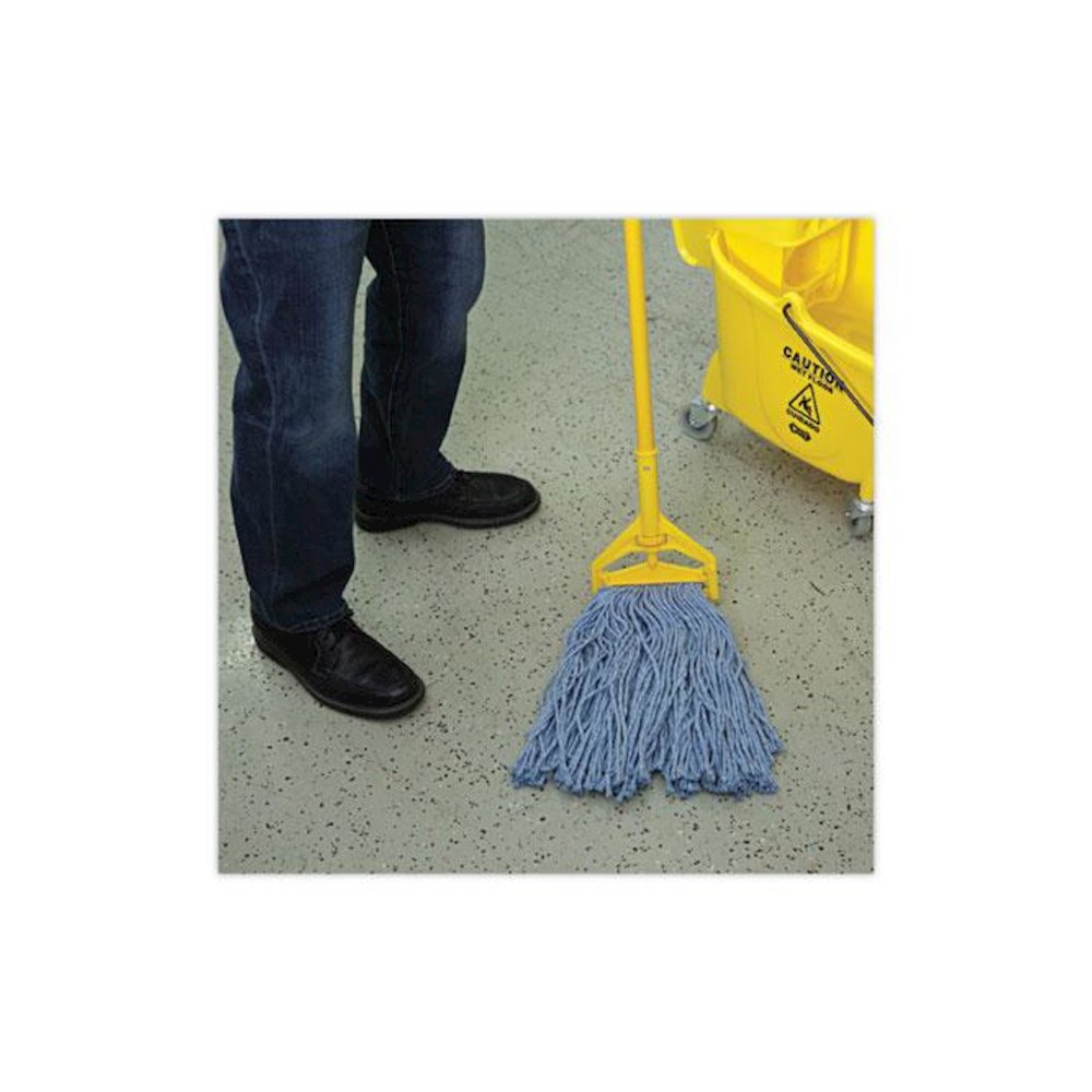 Mop Head, Standard Head, Cotton/Synthetic Fiber, Cut-End, #20, Blue, 12/Carton. Picture 5