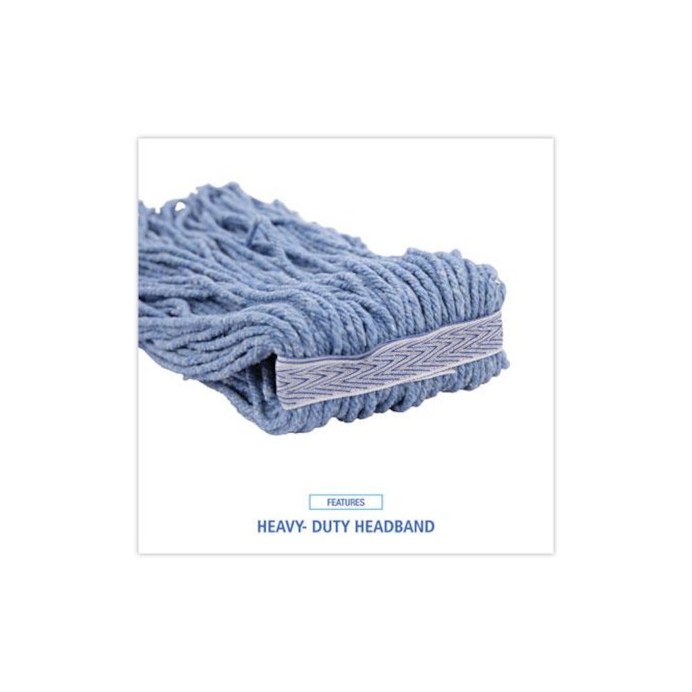 Mop Head, Standard Head, Cotton/Synthetic Fiber, Cut-End, #20, Blue, 12/Carton. Picture 6