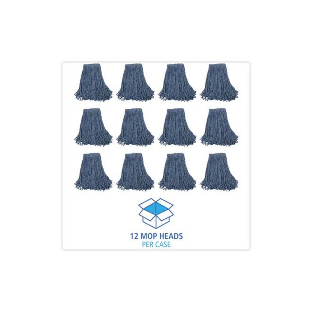 Mop Head, Standard Head, Cotton/Synthetic Fiber, Cut-End, #20, Blue, 12/Carton. Picture 8