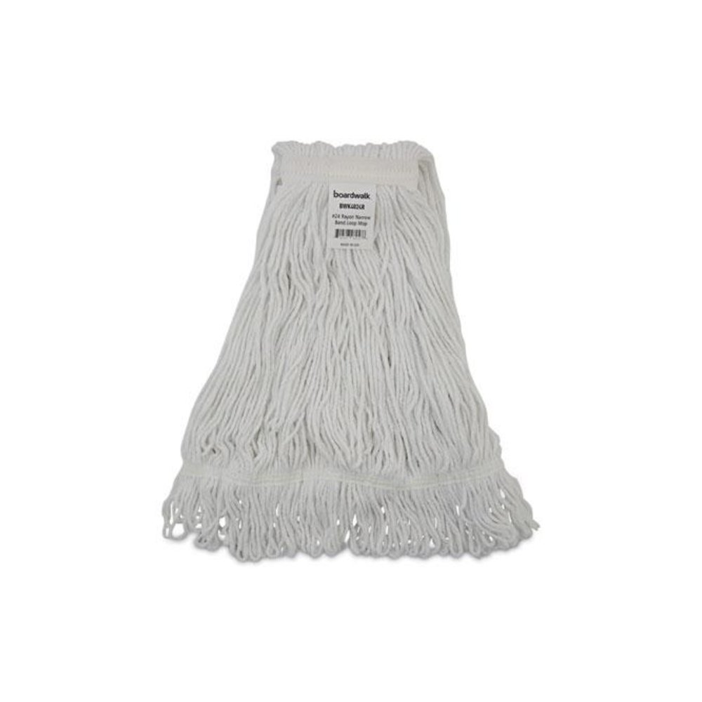Pro Loop Web/Tailband Wet Mop Head, Rayon, #24 Size, White, 12/Carton. Picture 1