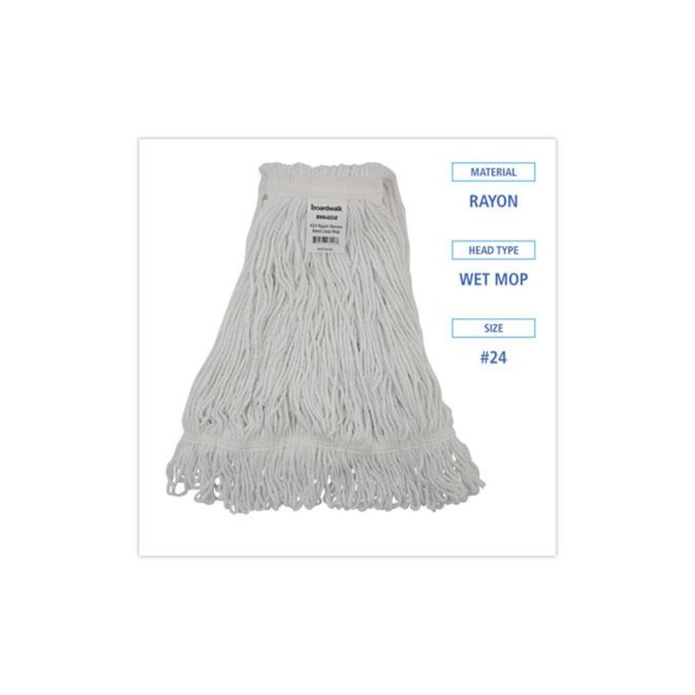 Pro Loop Web/Tailband Wet Mop Head, Rayon, #24 Size, White, 12/Carton. Picture 2