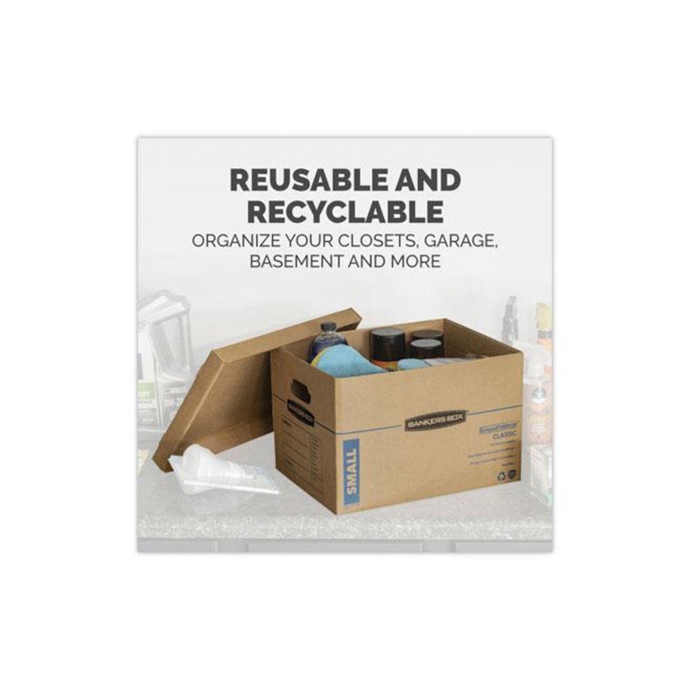 SmoothMove Classic Moving/Storage Boxes, Half Slotted Container (HSC), Medium, 15" x 18" x 14", Brown/Blue, 8/Carton. Picture 7