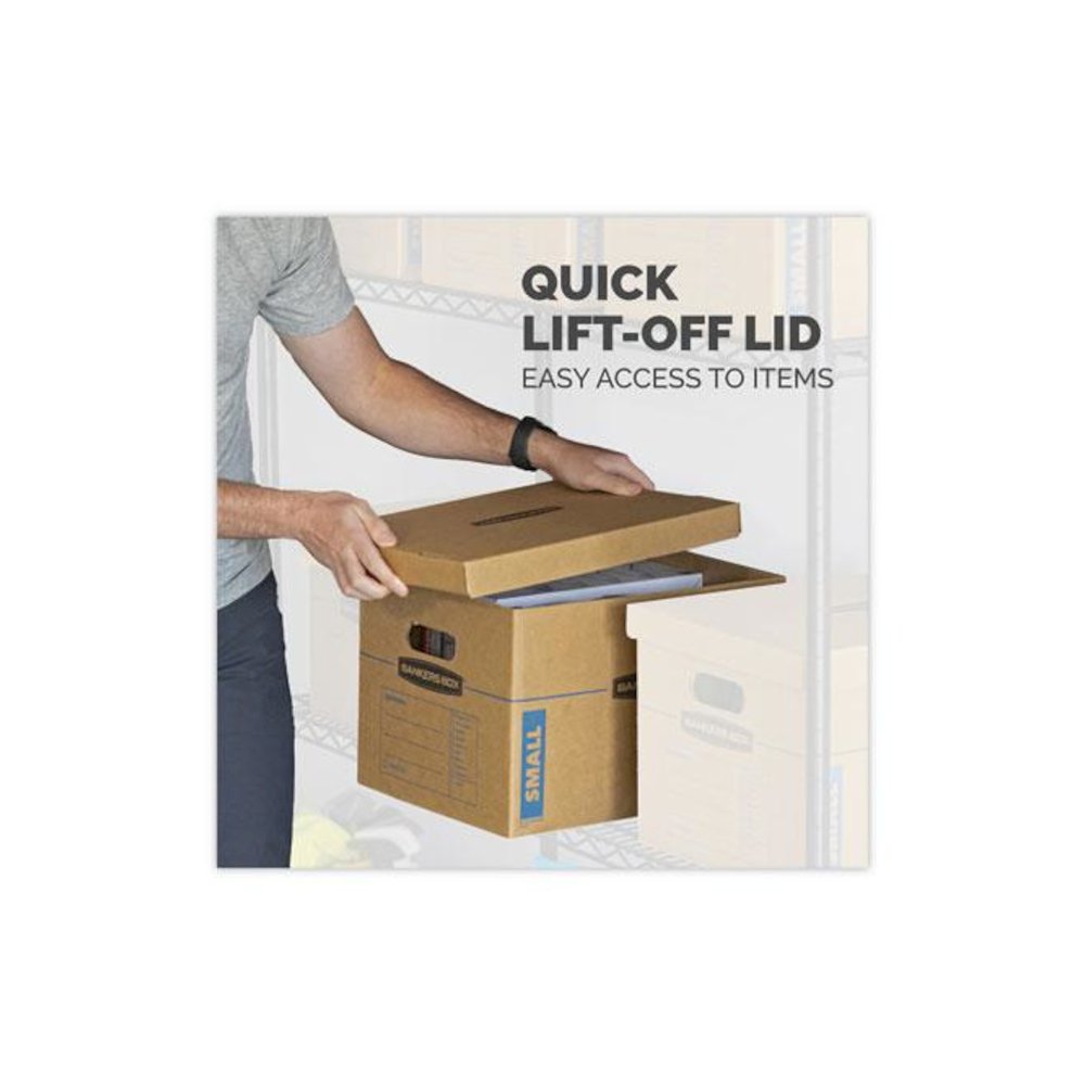 SmoothMove Classic Moving/Storage Boxes, Half Slotted Container (HSC), Medium, 15" x 18" x 14", Brown/Blue, 8/Carton. Picture 6