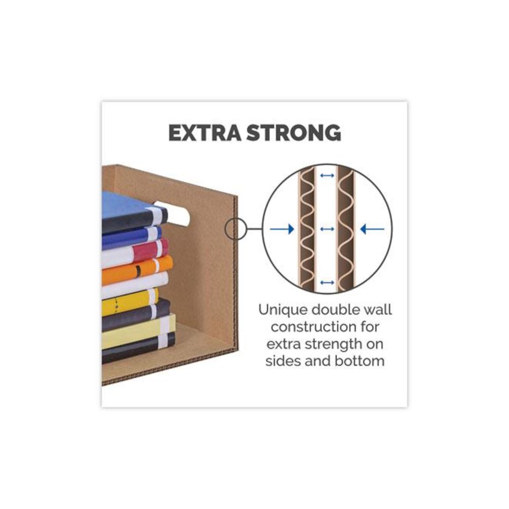 SmoothMove Classic Moving/Storage Boxes, Half Slotted Container (HSC), Medium, 15" x 18" x 14", Brown/Blue, 8/Carton. Picture 4