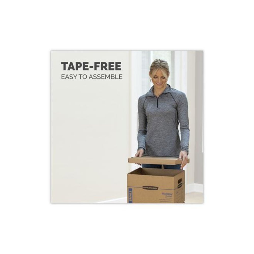 SmoothMove Classic Moving/Storage Boxes, Half Slotted Container (HSC), Medium, 15" x 18" x 14", Brown/Blue, 8/Carton. Picture 3