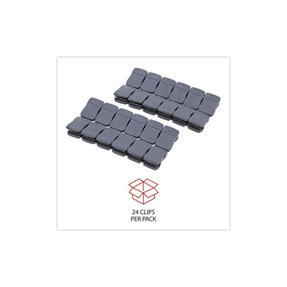 Deluxe Recycled Cubicle Clips, 40 Sheet Capacity, Charcoal, 24/Pack. Picture 4