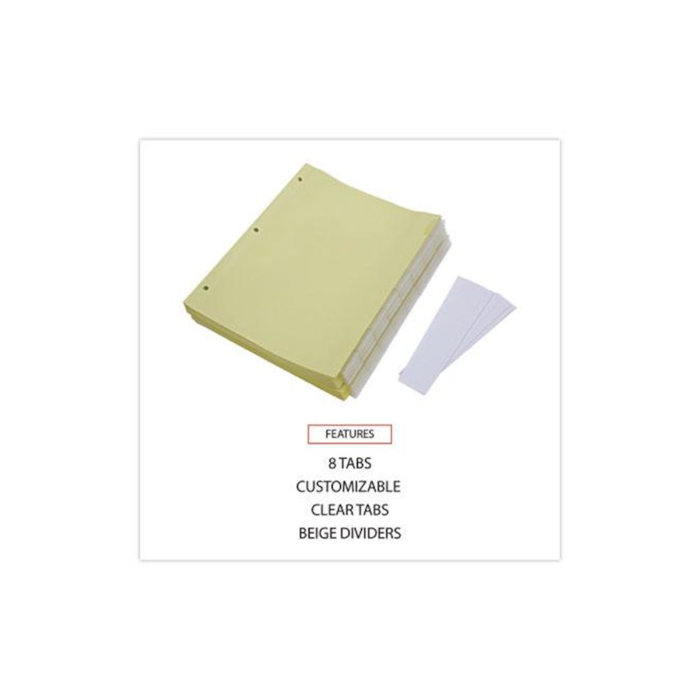 Insertable Tab Index, 8-Tab, 11 x 8.5, Buff, Clear Tabs, 24 Sets. Picture 3
