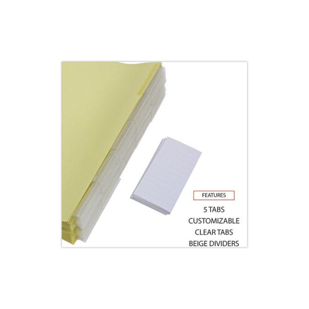 Deluxe Extended Insertable Tab Indexes, 5-Tab, 11 x 8.5, Buff, Clear Tabs, 24 Sets. Picture 3