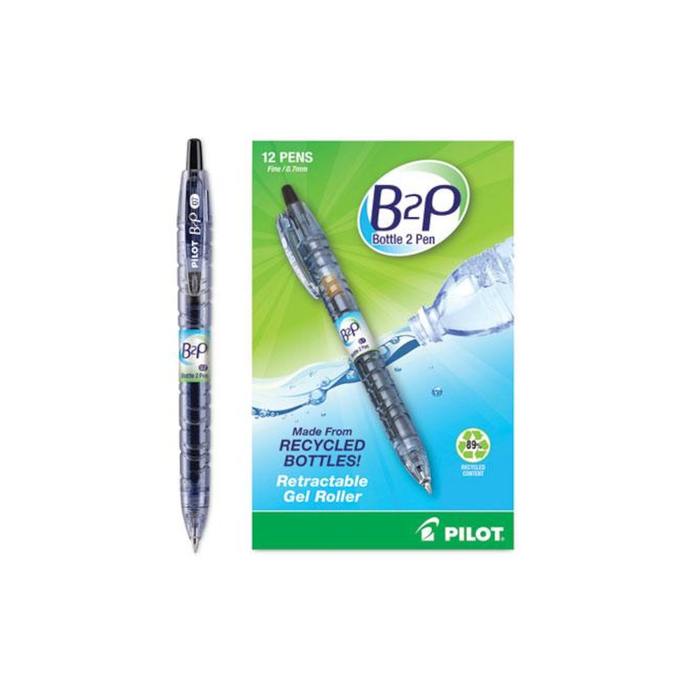 B2P Bottle-2-Pen Recycled Gel Pen, Retractable, Fine 0.7 mm, Black Ink, Translucent Blue Barrel. Picture 3