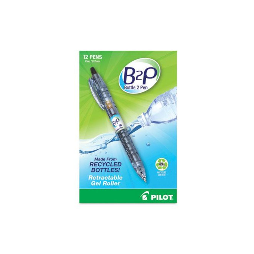 B2P Bottle-2-Pen Recycled Gel Pen, Retractable, Fine 0.7 mm, Black Ink, Translucent Blue Barrel. Picture 2