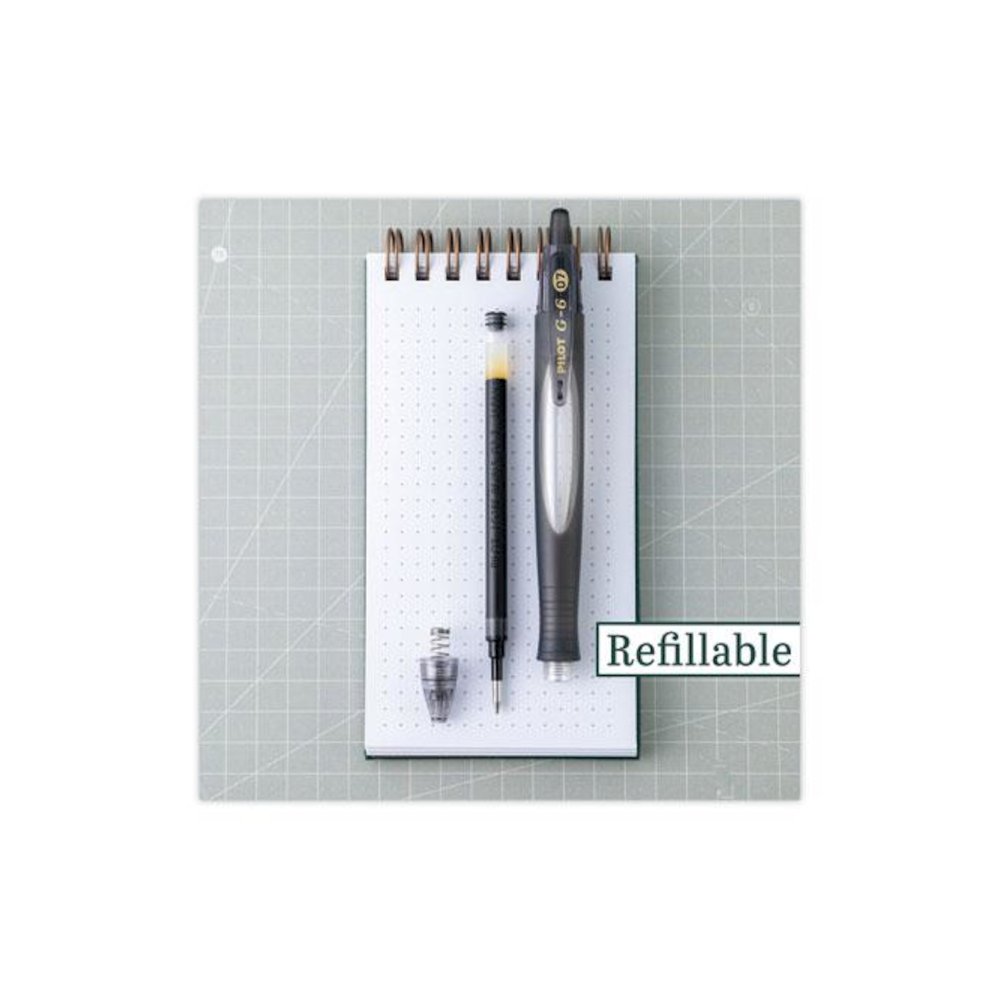 G6 Gel Pen, Retractable, Fine 0.7 mm, Black Ink, Black Barrel. Picture 4