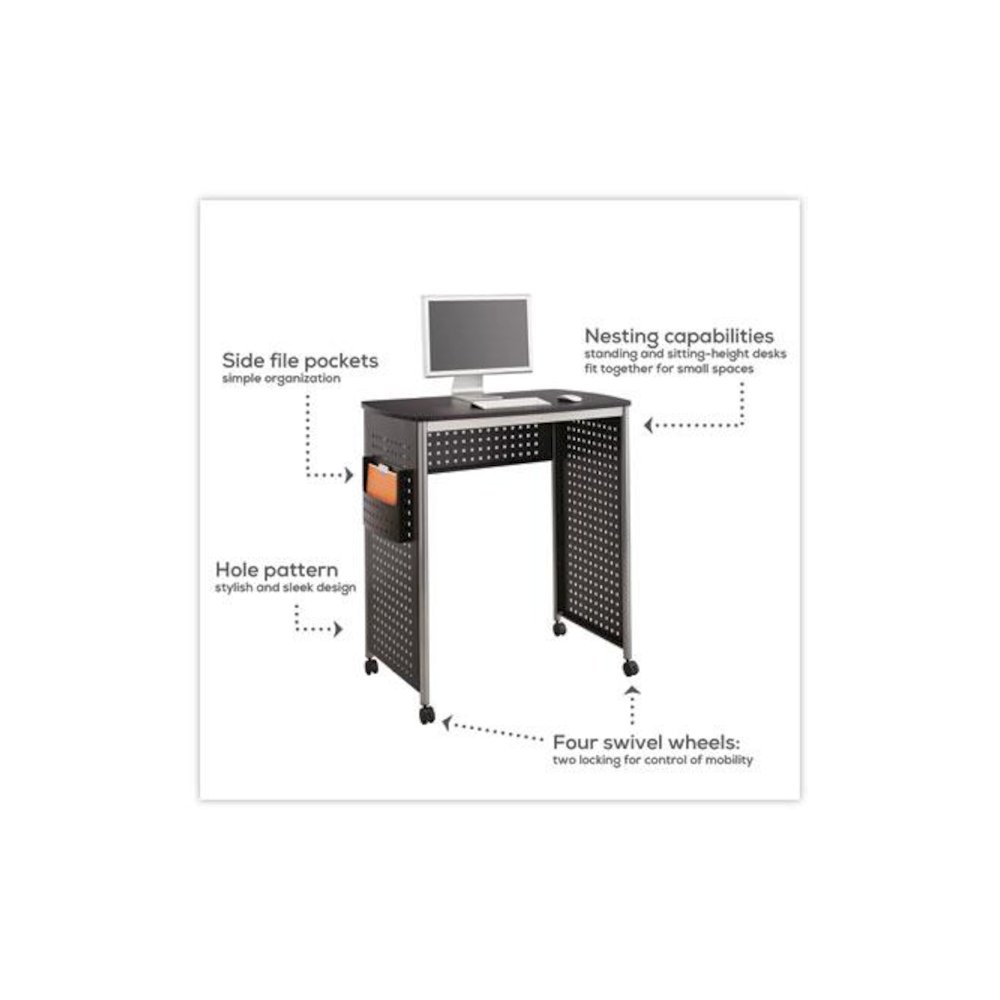 Scoot Stand-Up Desk, 39.5" x 23.25" x 41.75" to 42", Black. Picture 2