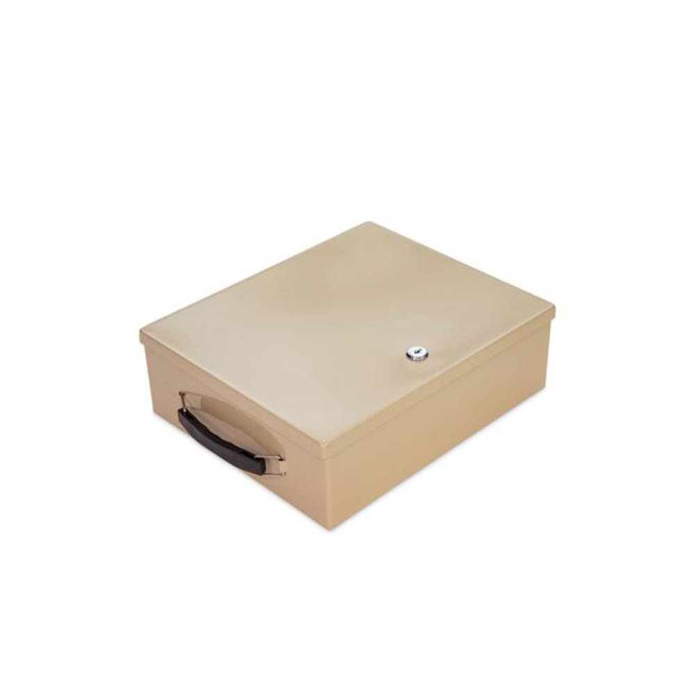 Jumbo Locking Cash Box, 1 Compartment, Key Lock, 14.38" x 11" x 4.13", Sand. Picture 2