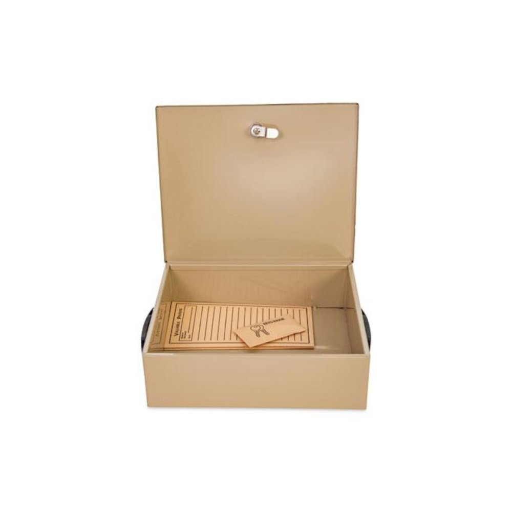 Jumbo Locking Cash Box, 1 Compartment, Key Lock, 14.38" x 11" x 4.13", Sand. Picture 3