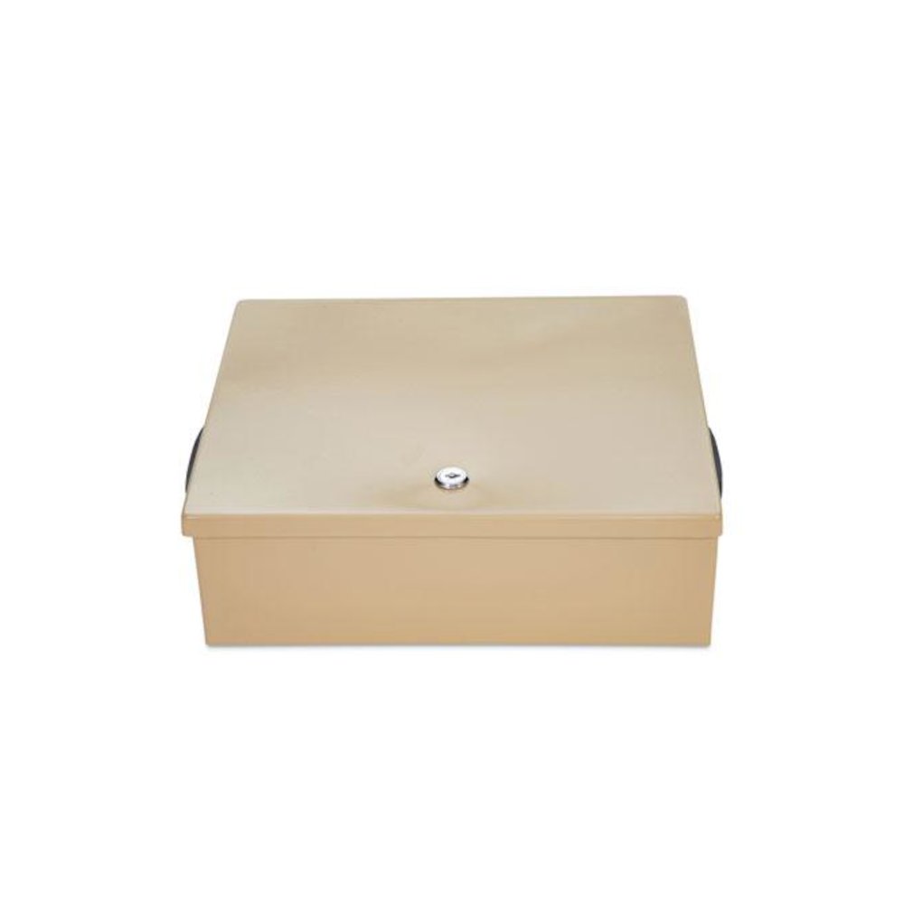 Jumbo Locking Cash Box, 1 Compartment, Key Lock, 14.38" x 11" x 4.13", Sand. Picture 1