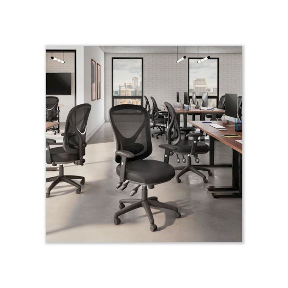 Alera Aeson Series Multifunction Task Chair, Supports Up to 275 lb, 15" to 18.82" Seat Height, Black Seat/Back, Black Base. Picture 7