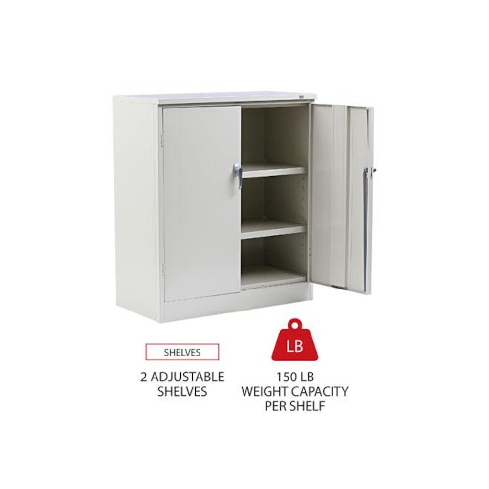 Assembled 42" High Heavy-Duty Welded Storage Cabinet, Two Adjustable Shelves, 36w x 18d, Putty. Picture 3
