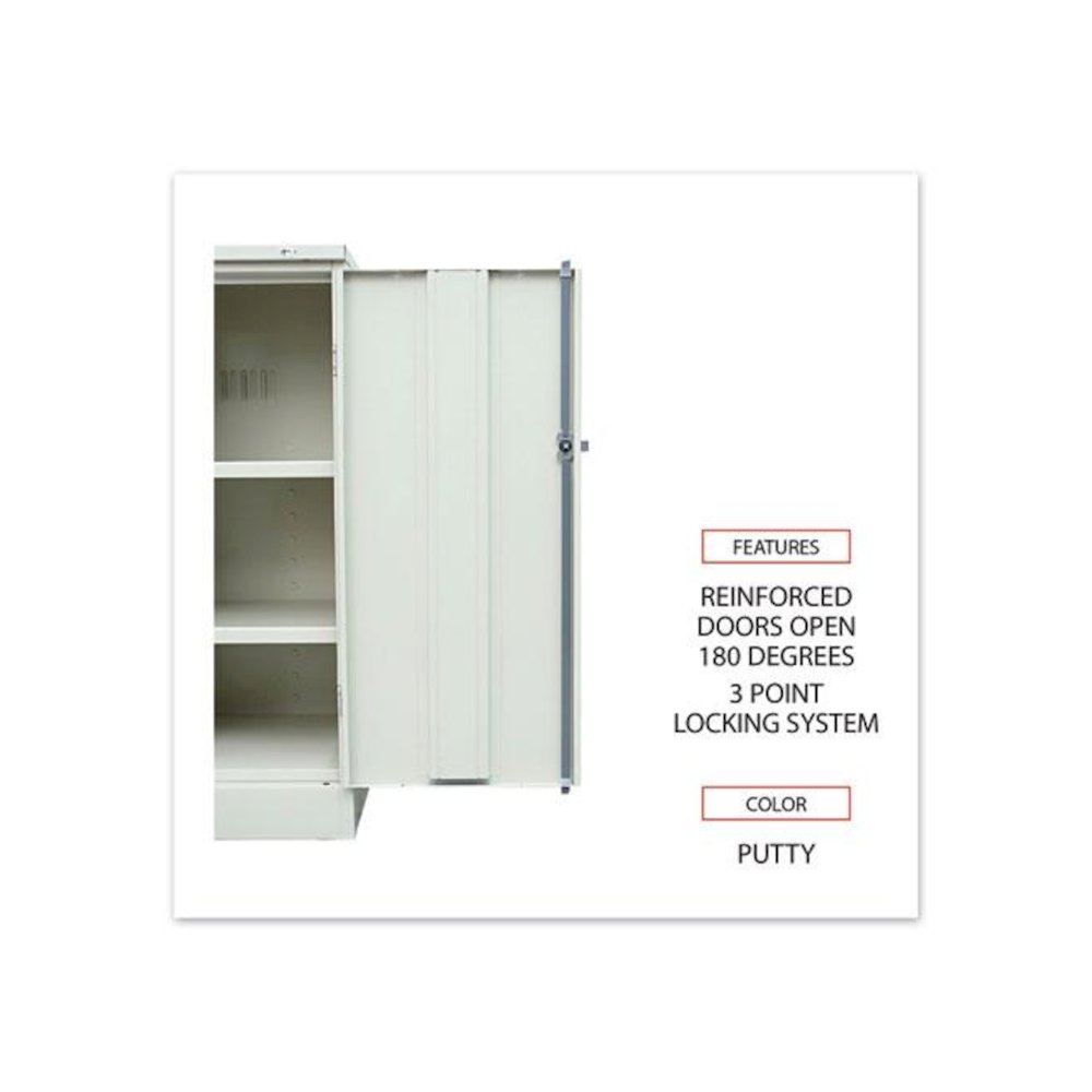 Assembled 42" High Heavy-Duty Welded Storage Cabinet, Two Adjustable Shelves, 36w x 18d, Putty. Picture 4