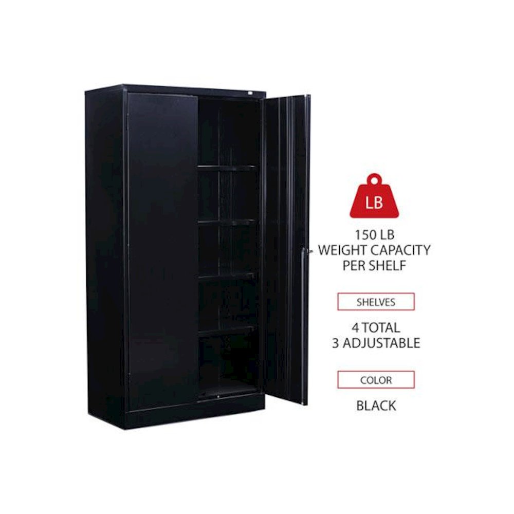 Standard Assembled Storage Cabinet, 36w x 18d x 72h, Black. Picture 3