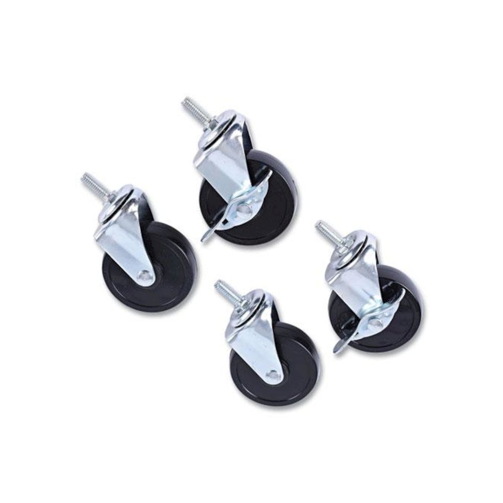 Optional Casters for Wire Shelving, Grip Ring Stem, 3" Wheel, Black, 4/Set (2 Locking). Picture 1