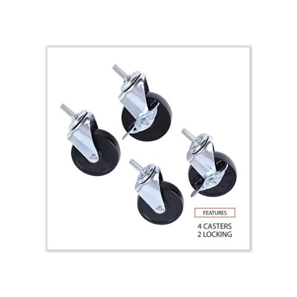 Optional Casters for Wire Shelving, Grip Ring Stem, 3" Wheel, Black, 4/Set (2 Locking). Picture 3