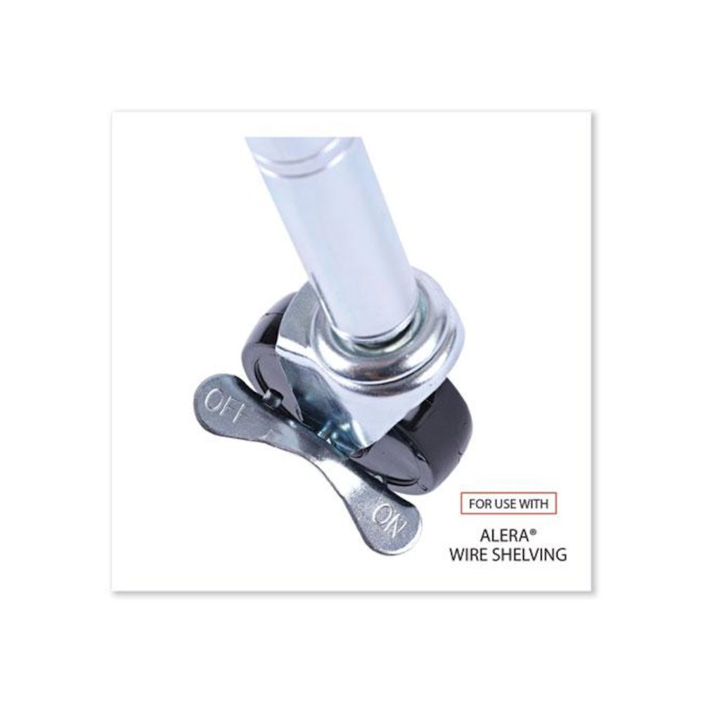 Optional Casters for Wire Shelving, Grip Ring Stem, 3" Wheel, Black, 4/Set (2 Locking). Picture 4