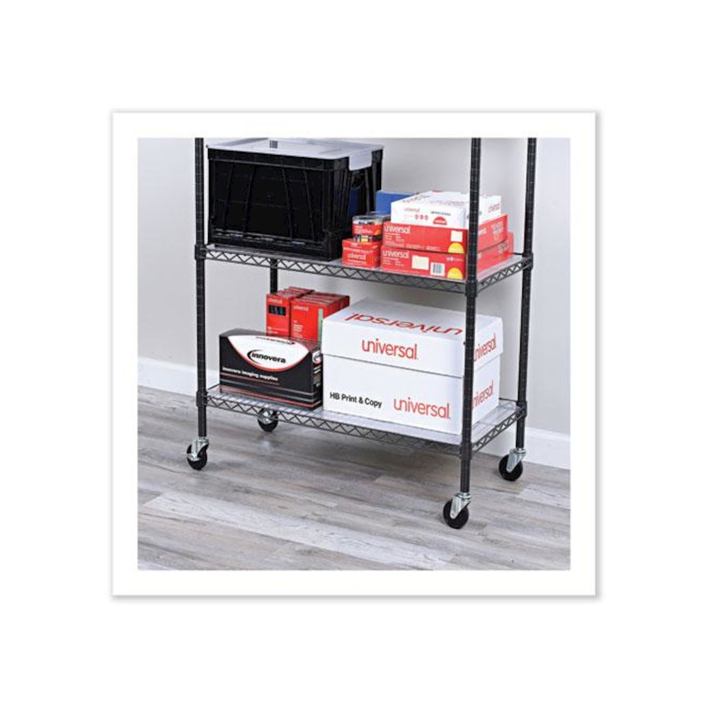 Optional Casters for Wire Shelving, Grip Ring Stem, 3" Wheel, Black, 4/Set (2 Locking). Picture 5