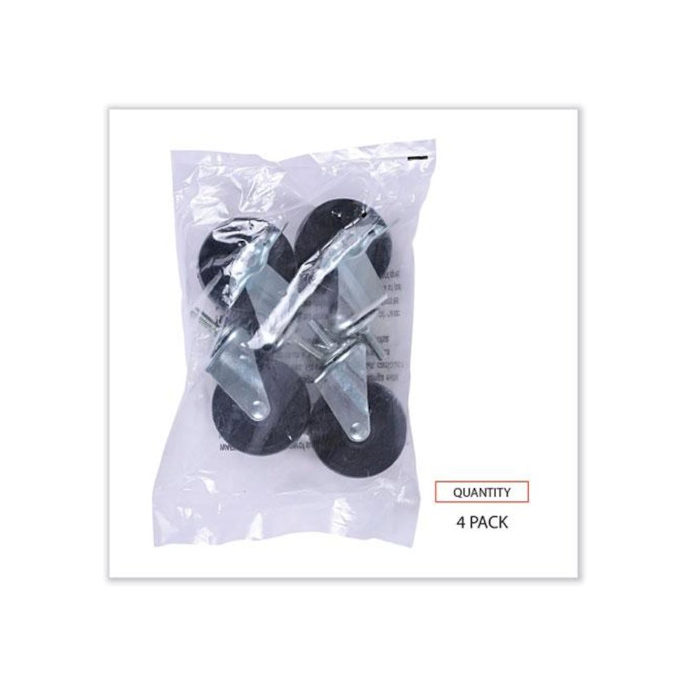 Optional Casters for Wire Shelving, Grip Ring Stem, 3" Wheel, Black, 4/Set (2 Locking). Picture 6