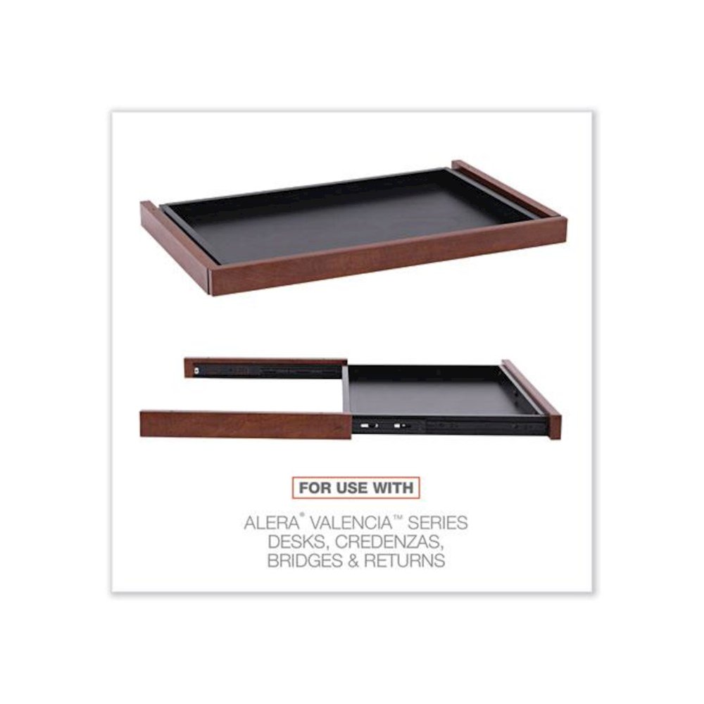 Alera Valencia Series Center Drawer, Laminate, 24.5w x 15d x 2h, Medium Cherry. Picture 5
