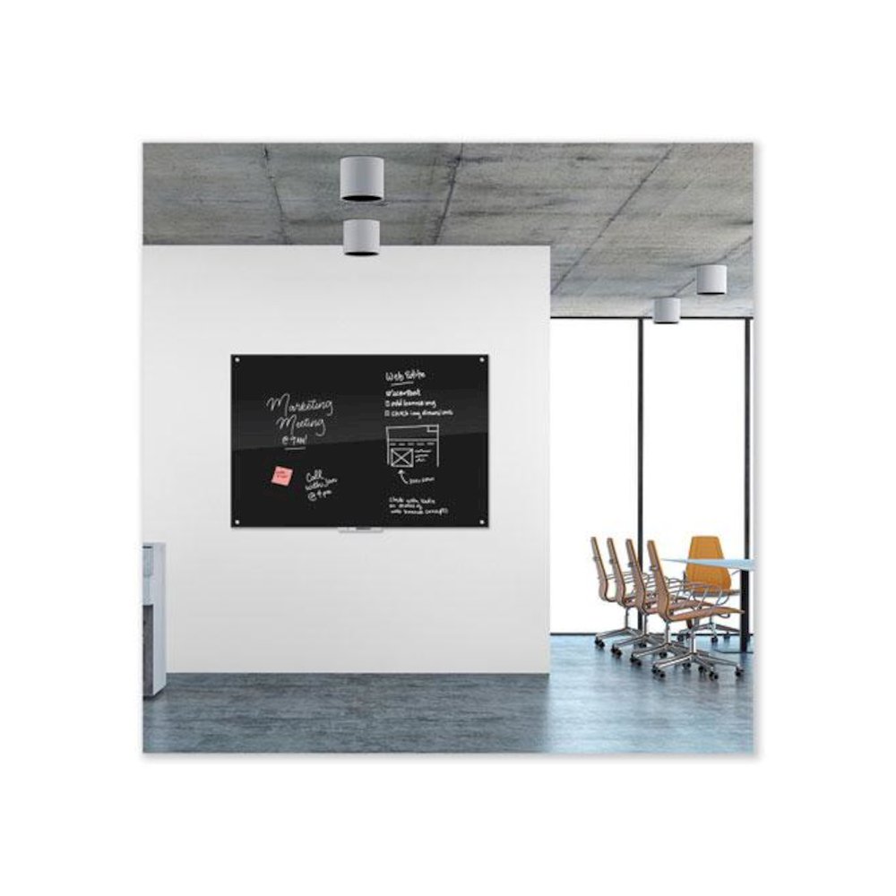 Black Glass Dry Erase Board, 72" x 48" (Actual Size: 70" x 47"), Black Surface. Picture 2