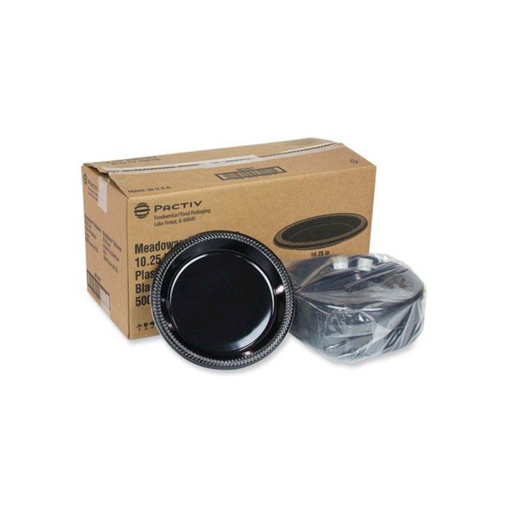 Meadoware Impact Plastic Dinnerware, Plate, 10.25" dia, Black, 500/Carton. Picture 3