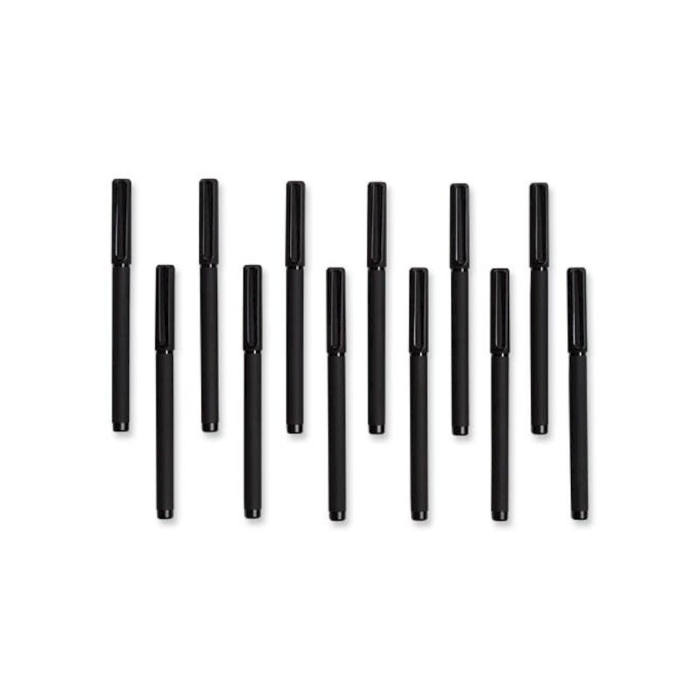 Catalina Soft Touch Porous Point Pen, Stick, Fine 0.7 mm, Black Ink, Black Barrel, Dozen. Picture 2