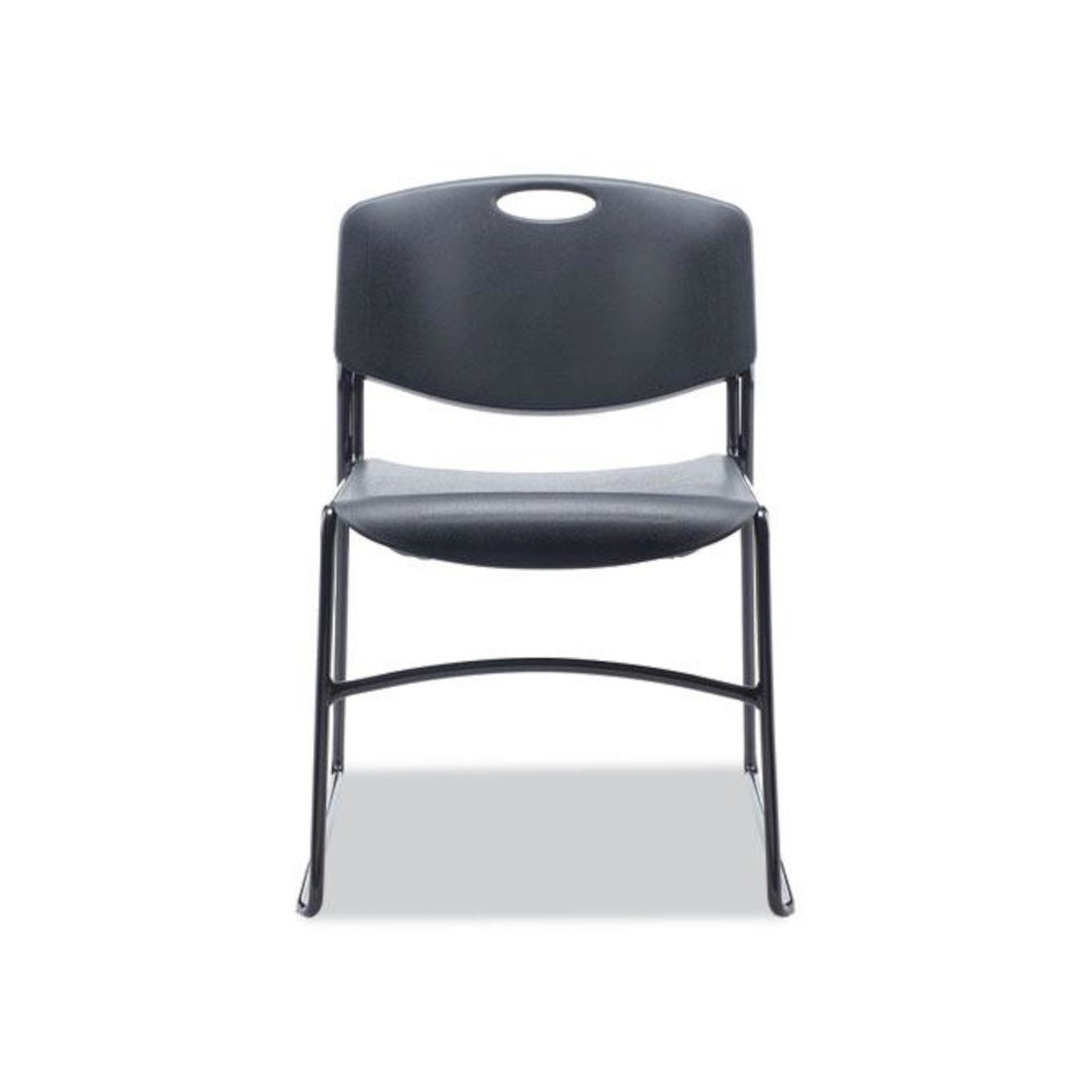 Alera Resin Stacking Chair, Supports Up to 275 lb, 18.50" Seat Height, Black Seat, Black Back, Black Base, 4/Carton. Picture 2
