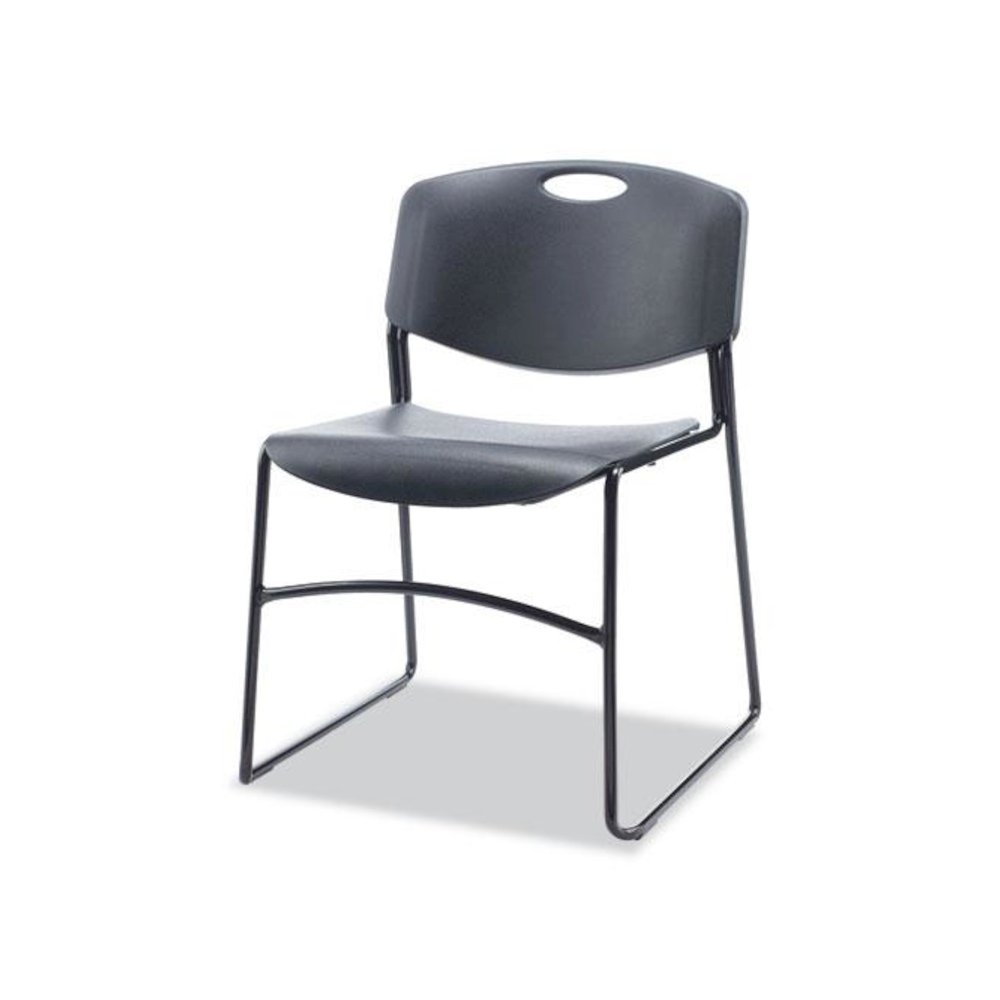 Alera Resin Stacking Chair, Supports Up to 275 lb, 18.50" Seat Height, Black Seat, Black Back, Black Base, 4/Carton. Picture 3