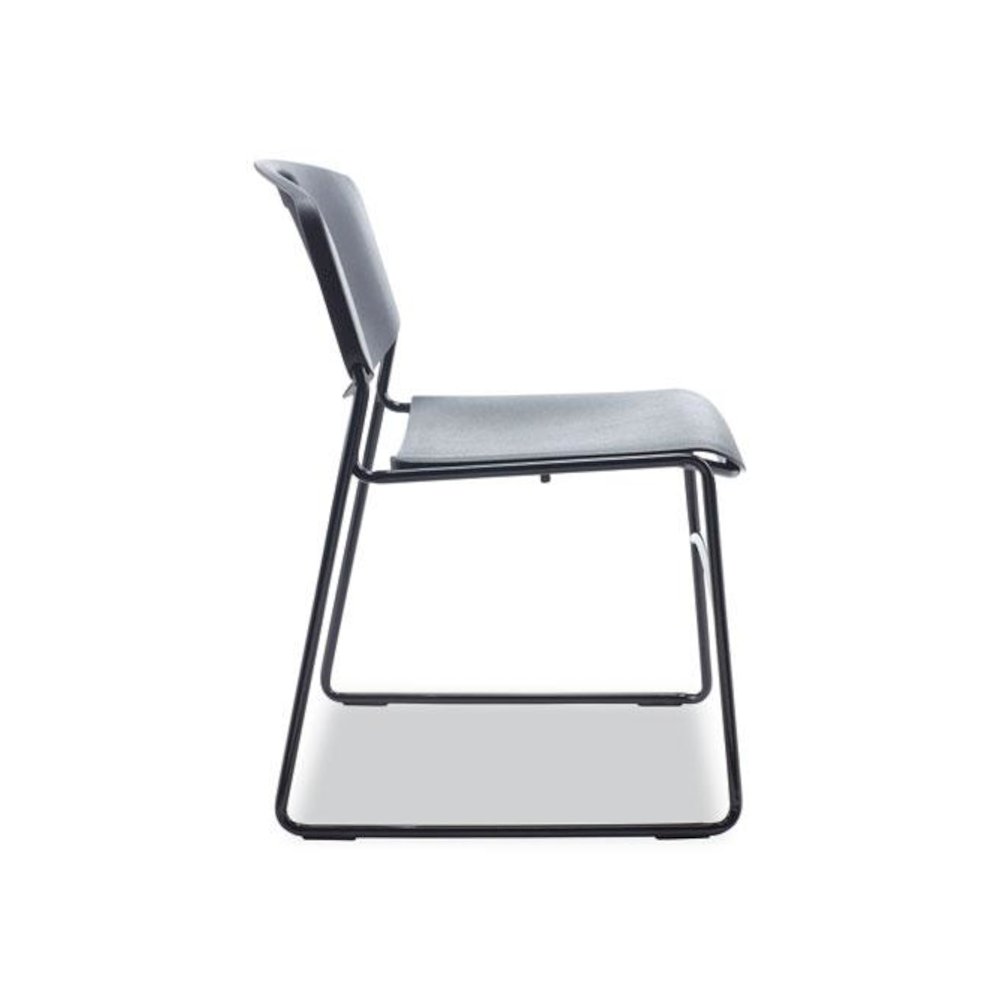 Alera Resin Stacking Chair, Supports Up to 275 lb, 18.50" Seat Height, Black Seat, Black Back, Black Base, 4/Carton. Picture 5