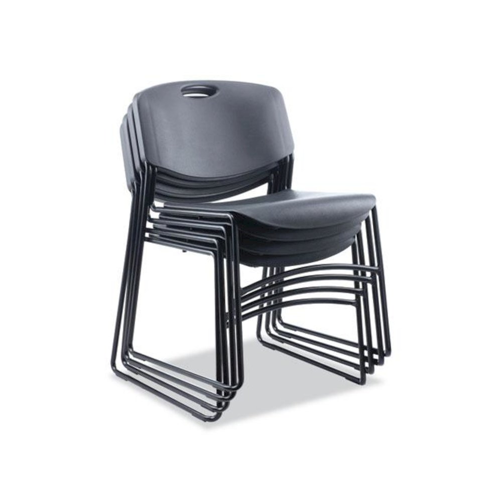 Alera Resin Stacking Chair, Supports Up to 275 lb, 18.50" Seat Height, Black Seat, Black Back, Black Base, 4/Carton. Picture 6
