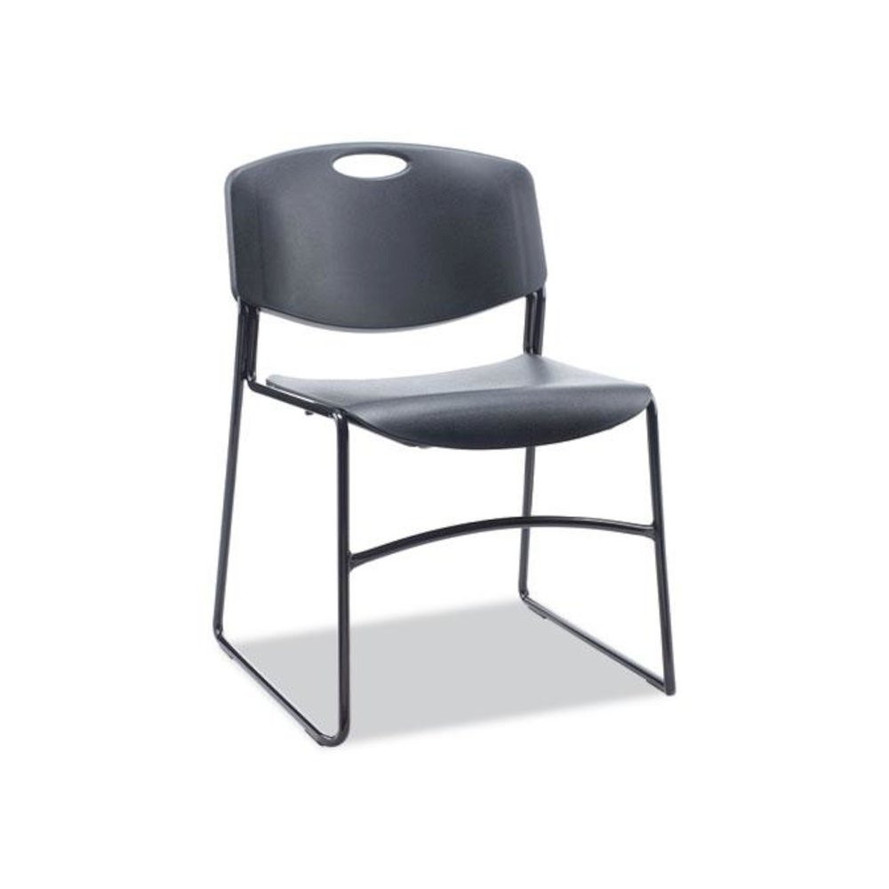 Alera Resin Stacking Chair, Supports Up to 275 lb, 18.50" Seat Height, Black Seat, Black Back, Black Base, 4/Carton. Picture 1