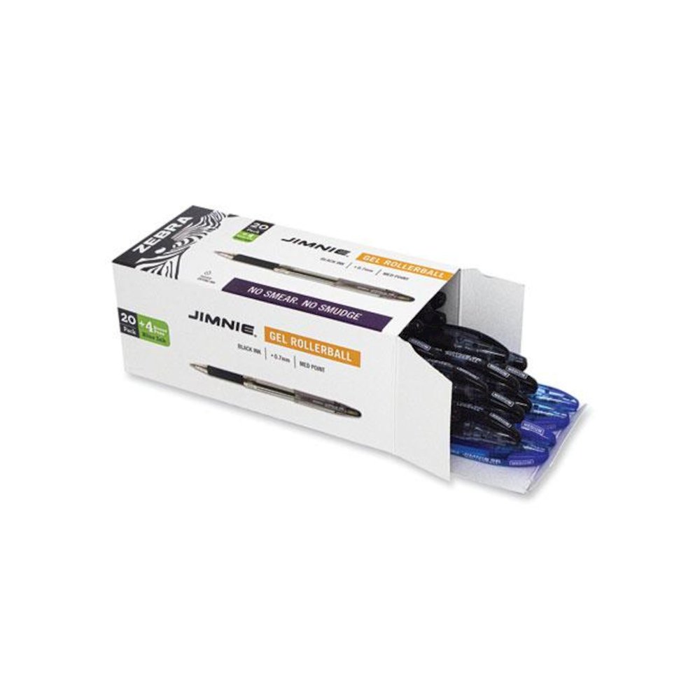 Jimnie Gel Pen Value Pack, Stick, Medium 0.7 mm, Black Ink, Clear/Black Barrel, 24/Box. Picture 3