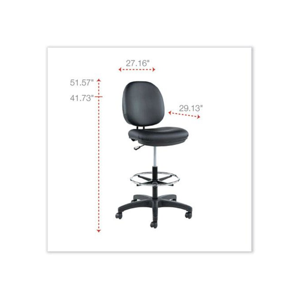Alera Interval Series Swivel Task Stool, Supports Up to 275 lb, 23.93" to 34.53" Seat Height, Black Faux Leather. Picture 2