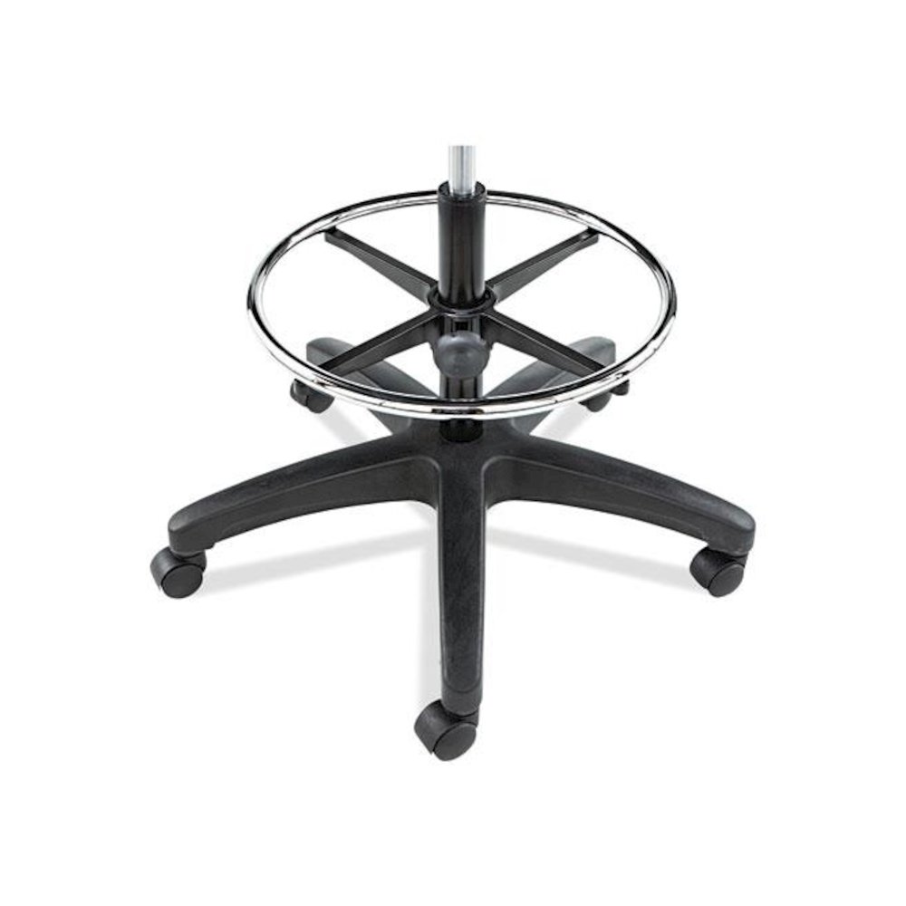 Alera Interval Series Swivel Task Stool, Supports Up to 275 lb, 23.93" to 34.53" Seat Height, Black Faux Leather. Picture 8