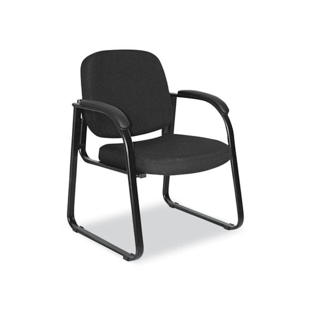 Alera Genaro Series Fabric Half-Back Sled Base Guest Chair, 25" x 24.80" x 33.66", Black Seat, Black Back, Black Base. Picture 1